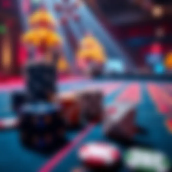 A close-up view of a betting table showing chips and dice, representing the 3-point molly betting strategy in action.