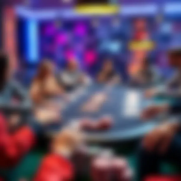 3D Texas Holdem Poker Table A vibrant 3D Texas Holdem poker table with players engaged and colorful cards displayed.