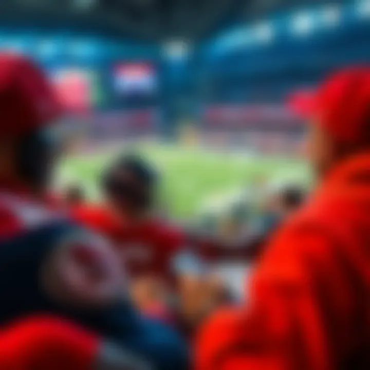 Fans eagerly await the 49ers and Colts football game with betting slips in hand, showcasing team colors and logos.