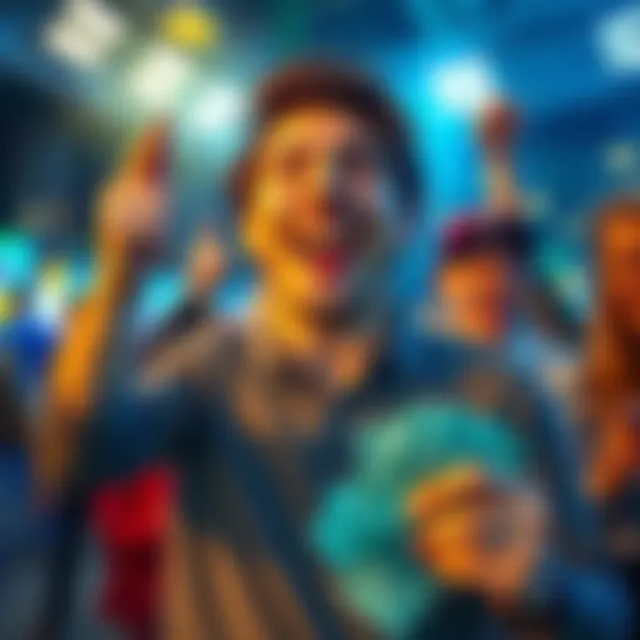 A cheerful person celebrating a winning bet with cash in hand, surrounded by betting tickets and a fun atmosphere.