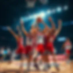 Players celebrating during a EuroBasket Champion Stakes match, showcasing team spirit and competitive energy