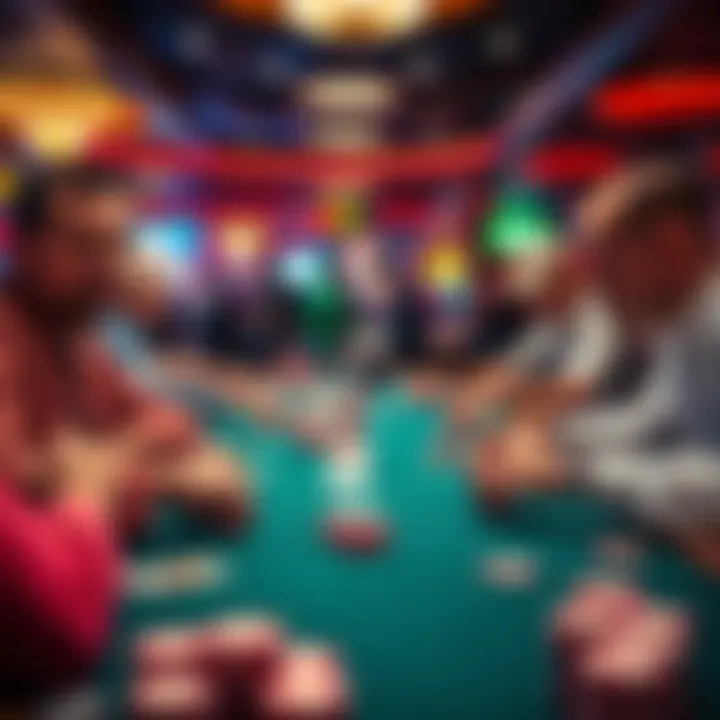 Texas players at a Pot-Limit Omaha table in a Los Angeles casino, focusing on their cards and chips.