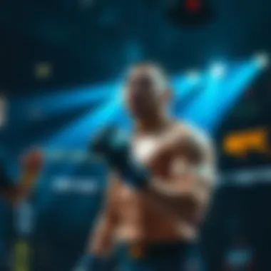 Abdul Rakhman Yakhyaev in UFC fight Abdul Rakhman Yakhyaev preparing to fight in the UFC octagon, showcasing determination and focus before the match