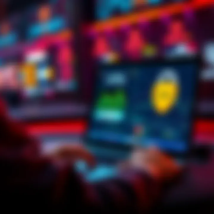 A person using a laptop with a VPN on the screen to access GGPoker from a restricted location