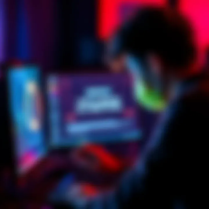 A person frustrated while trying to log into an online gaming site, looking at a computer screen showing a restricted access message