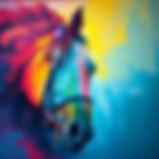 A completed acrylic painting of Sea the Stars, a famous UK race horse, shown in a vibrant 12x16 inch canvas.