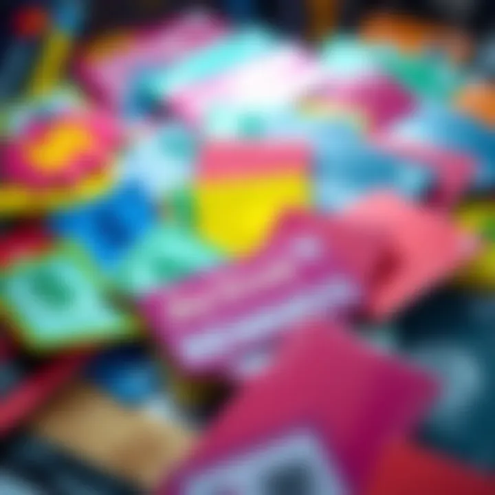 A collection of colorful code cards representing active rewards and perks