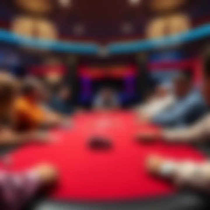 Agua Caliente Casino Poker Table A poker table at Agua Caliente Casino with players engaged in a game, chips in front of them and a dealer managing the table.