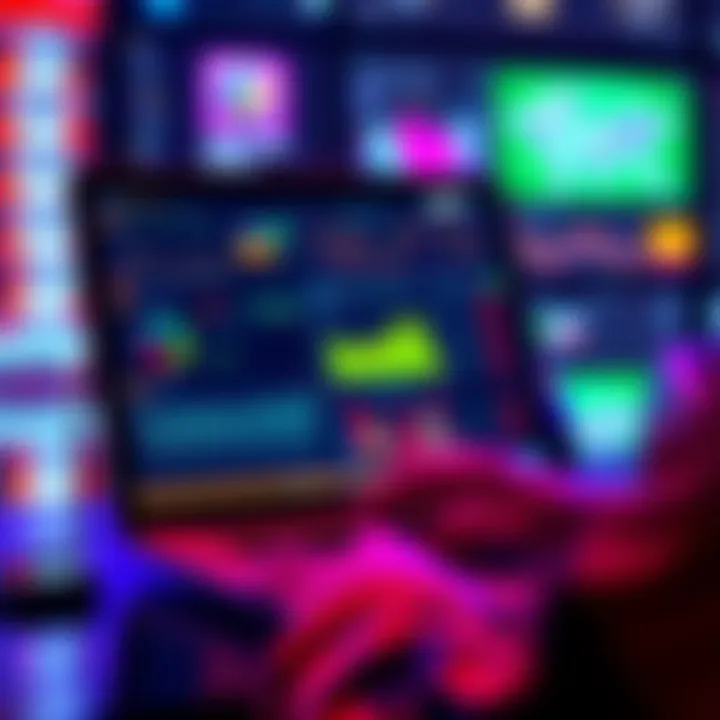 A person using a laptop to analyze sports betting data with charts and statistics on the screen
