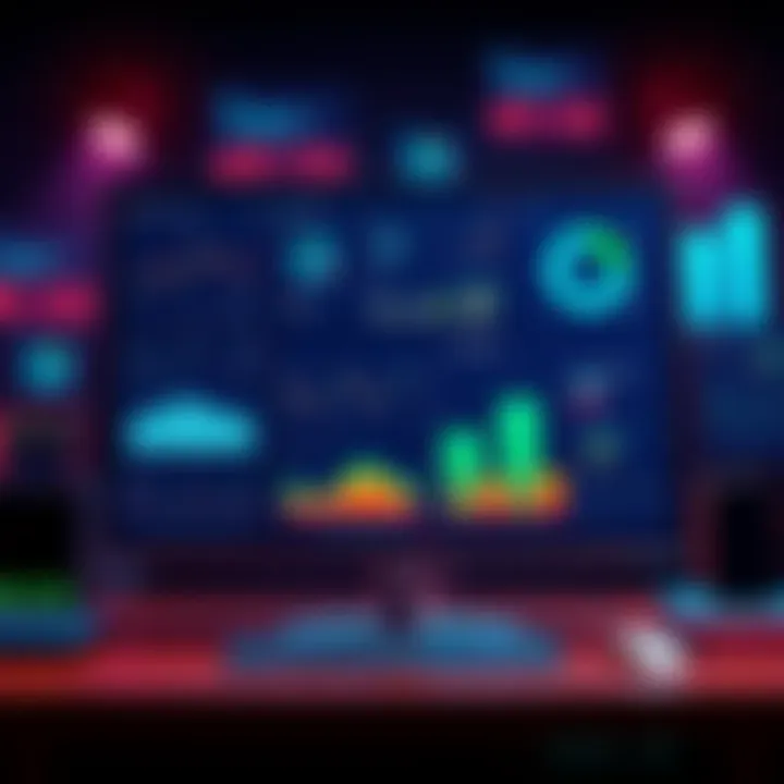 Illustration of various AI tools analyzing sports betting data on a computer screen with charts and graphs.