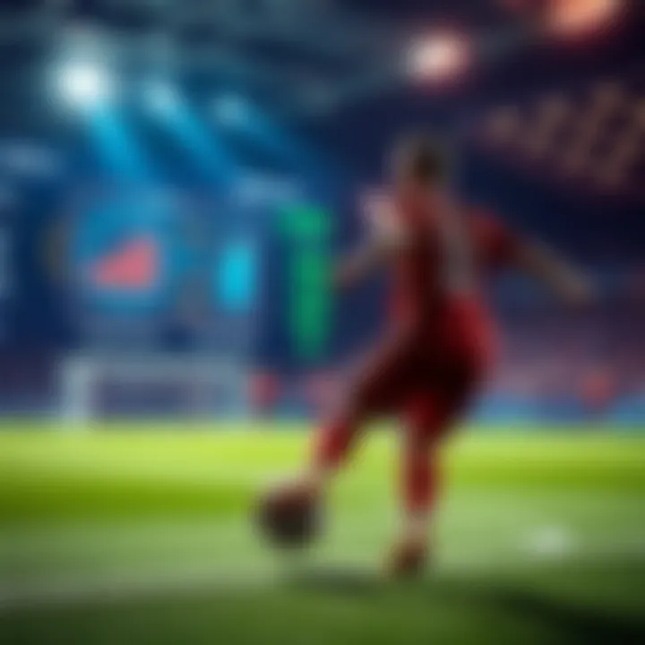 AI Predicting Football Match Outcomes An AI interface displays live football match predictions, showing real-time updates and changing probabilities as the game progresses.