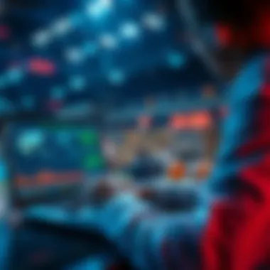 A person analyzing sports betting data on a laptop with AI tools in use, featuring charts and basketball imagery.