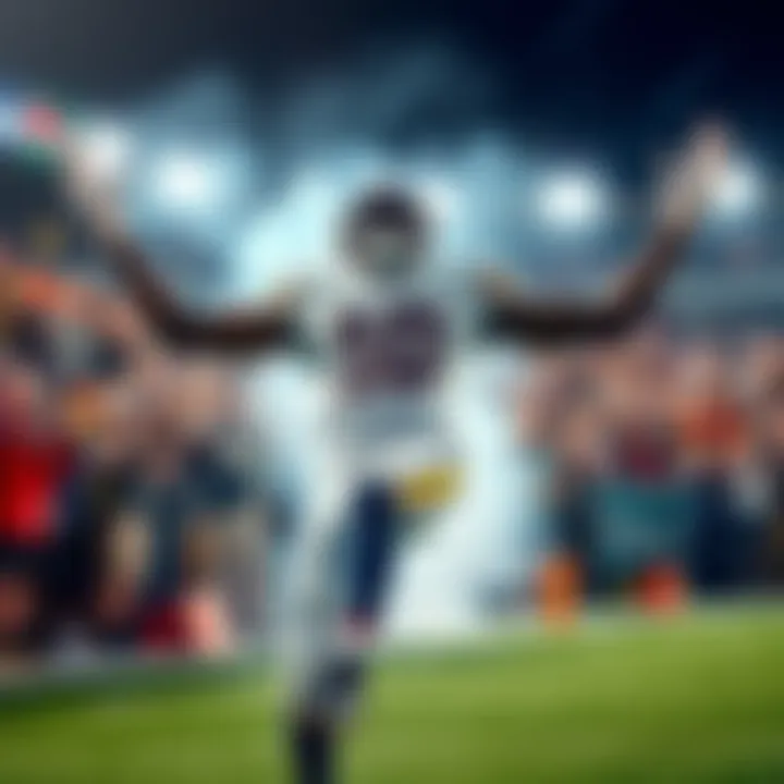 Aj Barner Celebrating a Touchdown Aj Barner celebrating his first touchdown on the field, with fans cheering in the background