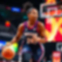 Aja Wilson dribbles the basketball while focusing on the rim during a WNBA game