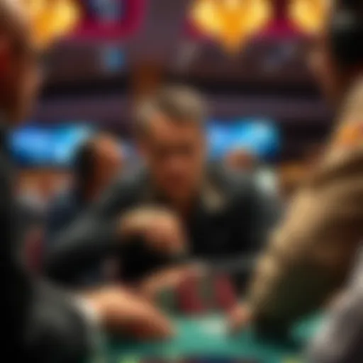 Alex Foxen strategizing over poker chips during a tense hand in a high-stakes game with two competitors