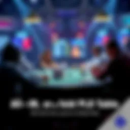 Graphic showing players engaged in an all-in or fold Pot Limit Omaha poker game