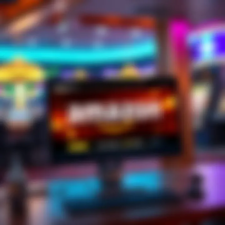 A computer screen displaying an ad for Amazon Slots with a casino theme and colorful graphics