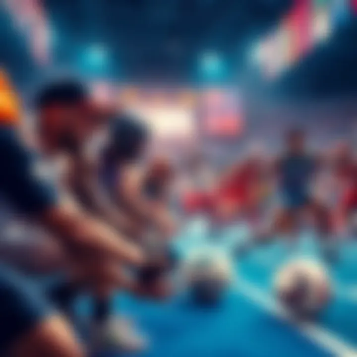 A diverse group of American athletes in action during a competitive event, showcasing both skill and determination.