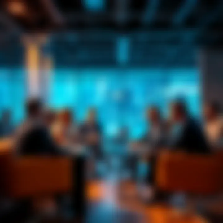 A group of experts discussing recent trends and picks in a casual setting, sharing insights and opinions