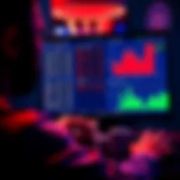 A player reviewing poker hands on a computer screen with statistics and charts displayed.