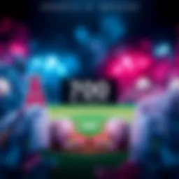 A graphic showing the betting line of over 8.5 for the Angels vs. Braves game with a +700 payout, featuring baseball imagery and betting symbols.