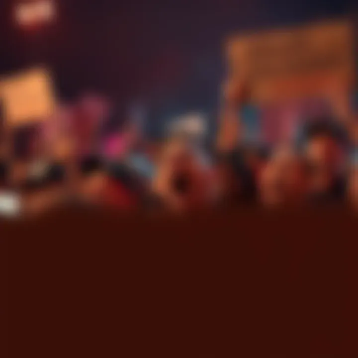 Angry Crowd Reaction A crowd expressing anger and frustration, holding signs and shouting in response to a controversial incident.