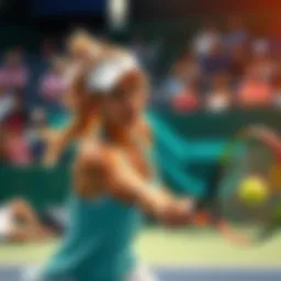 Anna Kournikova Playing Tennis Anna Kournikova in a tennis match, showcasing her skill and popularity during the 90s.