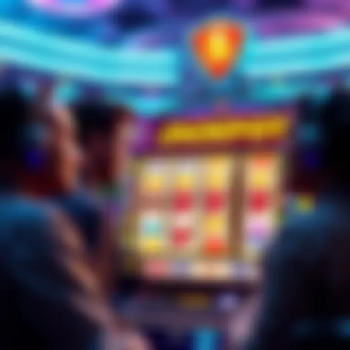 Players looking at a jackpot slot machine that hasn't activated.