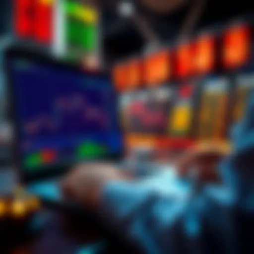 Arbitrage Betting Strategy A person analyzing betting odds on a laptop with charts and graphs displayed, indicating the strategy of arbitrage betting