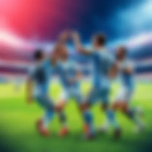 Argentina players celebrating after scoring to equalize in a thrilling match comeback from 0-2 down