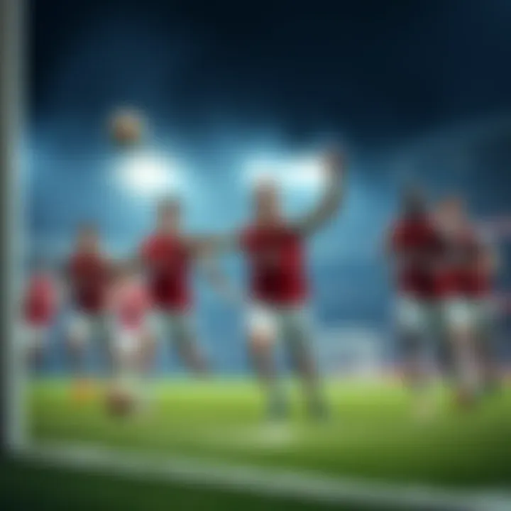 Arsenal football players celebrating a goal on the field during a match