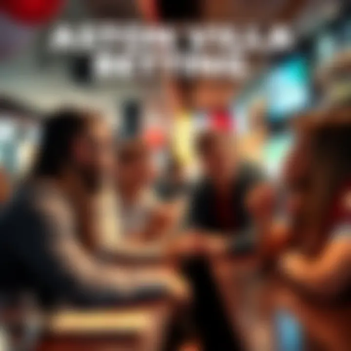 Aston Villa Betting Fans excitedly discussing a $5 bet on Aston Villa at a sports bar
