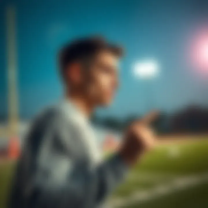 An athlete concentrating while practicing scoring techniques on a sports field.
