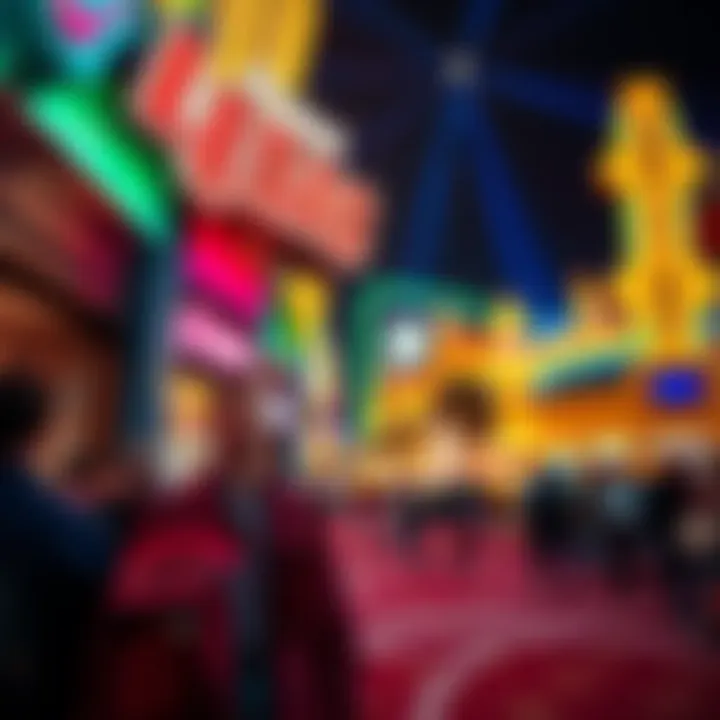 A traveler looking uncertainly at a casino entrance with flashing lights and crowds, considering the risks of visiting Vegas.