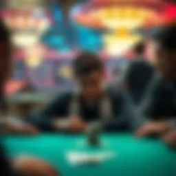 A person looks uncomfortable while sitting behind a poker player at a table, showcasing the tension in the atmosphere.