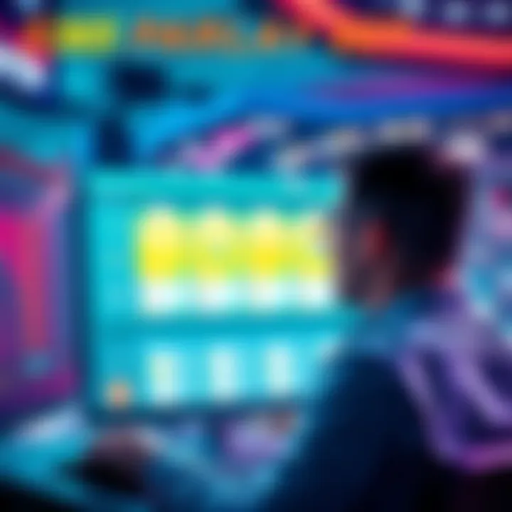 A bettor looking at a screen showing winning parlay betting slips.