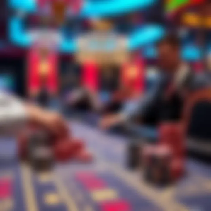 A player placing bets on baccarat and limbo tables, showcasing various chip stacks from $60 to $2,000