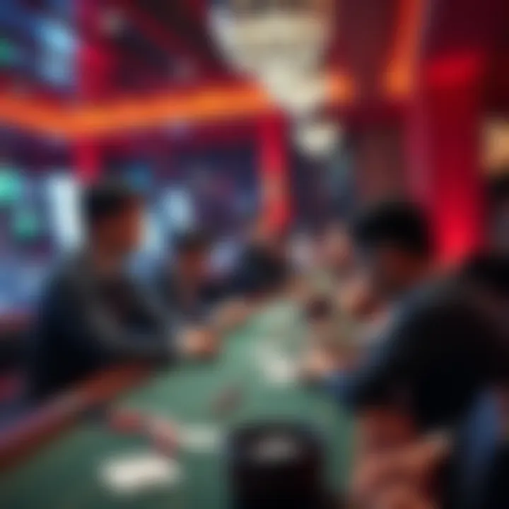 A group of players in Korea discussing baccarat strategies at a table