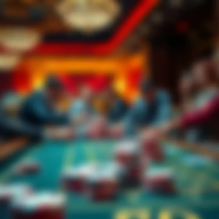 A lively Baccarat table with players focused on their cards and chips stacked on the table.