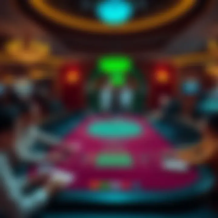 A crowded baccarat table in a casino with players placing bets and a dealer managing the game.