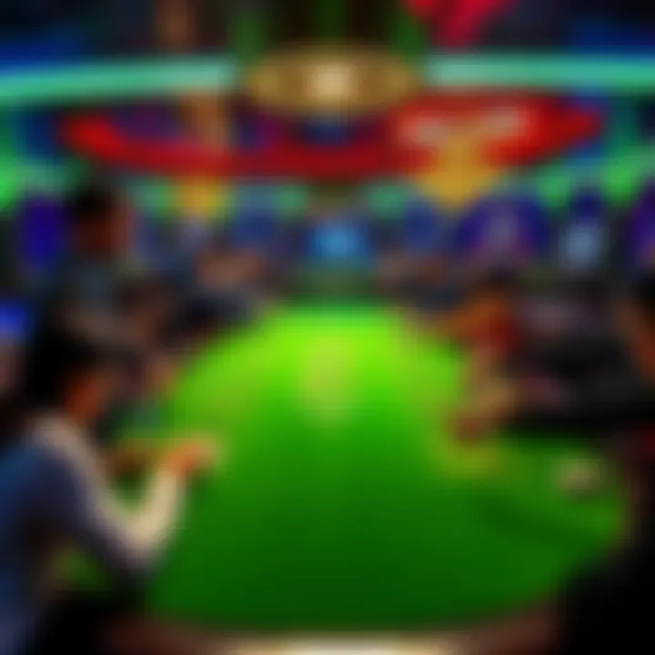 A vibrant baccarat table with players engaged in the game at CI0udbet, showcasing the lively atmosphere of online gaming.