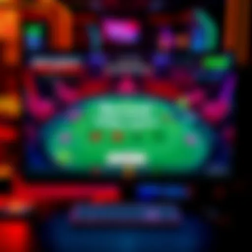 A Baccarat table displayed on a computer screen, showcasing a virtual casino setup with cards and betting options.