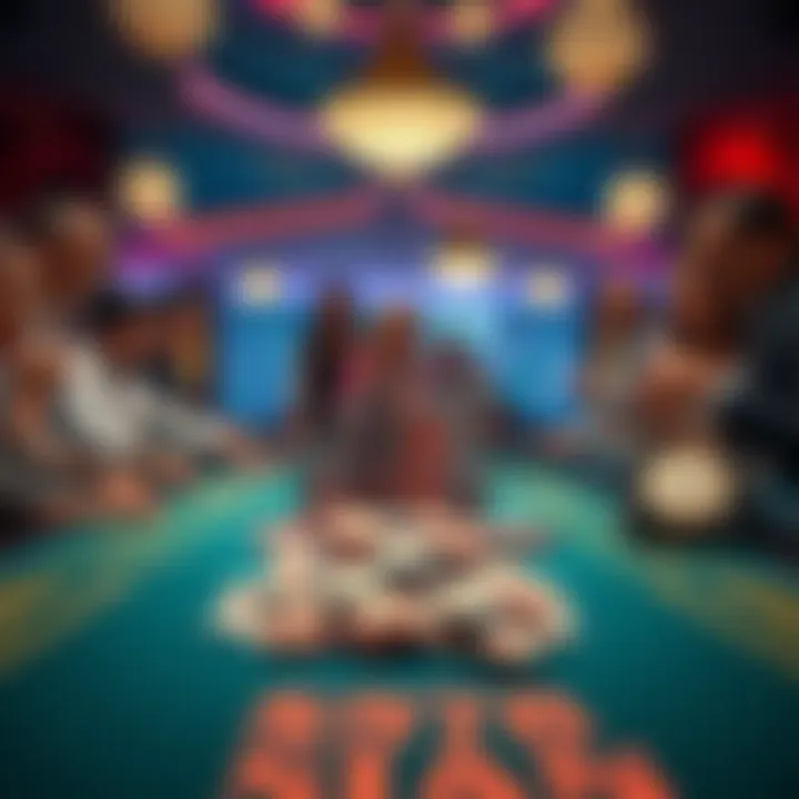 A baccarat table showing a large pile of chips representing a $3.8 million hand, surrounded by amazed onlookers.