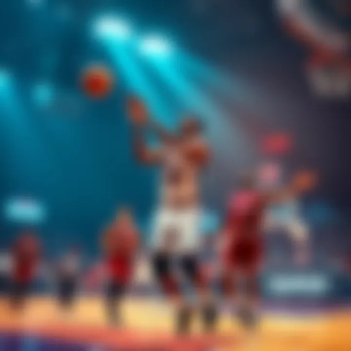 Bam Adebayo shooting during a game Bam Adebayo attempts a shot on the court with players around him