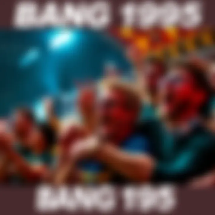 A group of fans react with excitement and tension during the final moments of BANG 195, showing a mix of anticipation and thrill.
