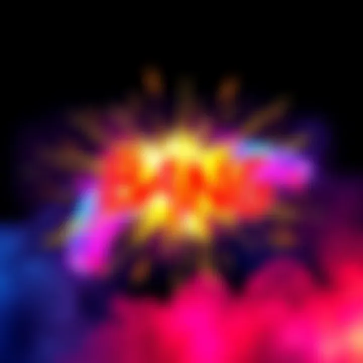 Bang Symbol in Modern Art A colorful explosion graphic symbolizing the concept of 'Bang' in contemporary culture.