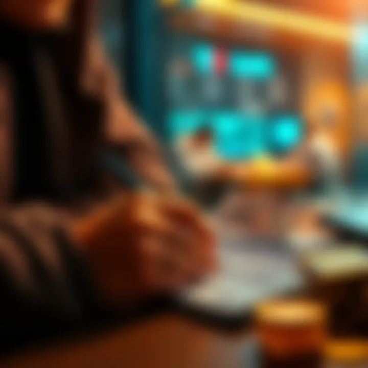 Bank withdrawal cashout process A person filling out a bank withdrawal form with cash nearby