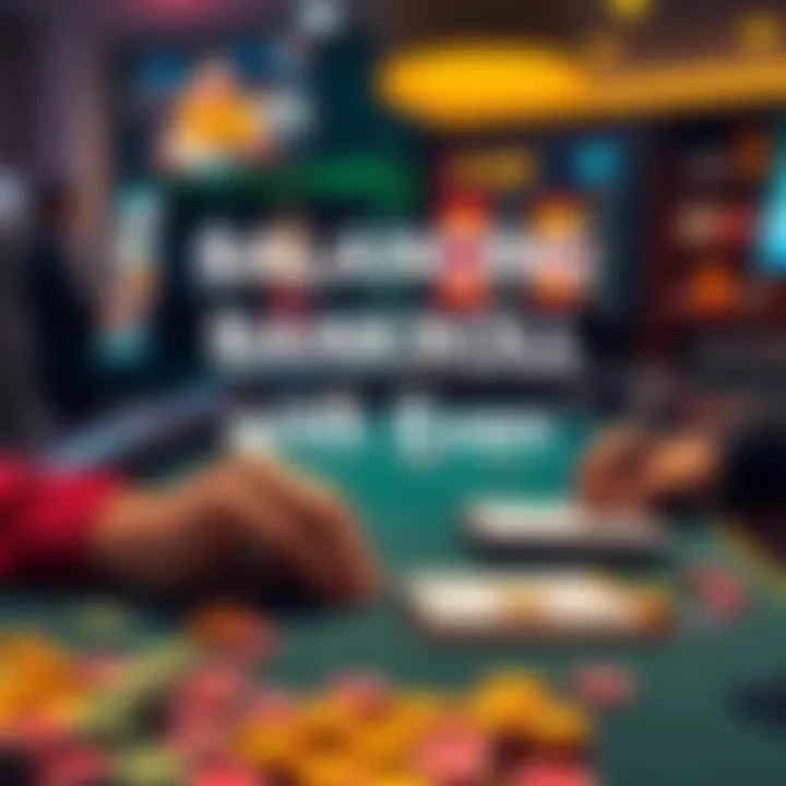 A person playing a game, using even numbers to manage their bankroll, with colorful chips and a notepad for tracking finances.