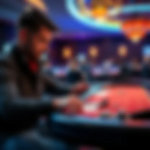 A person calculating their bankroll while sitting at a gaming table with small bet amounts displayed