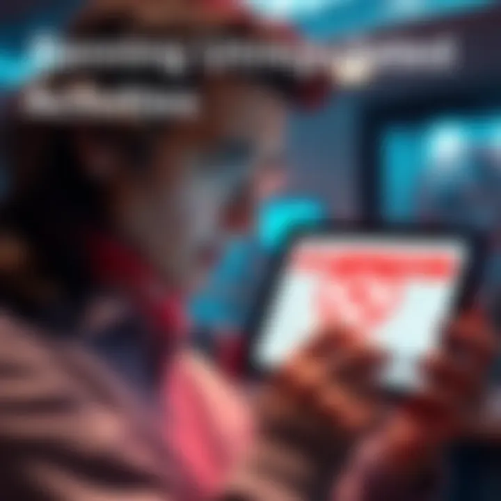 A person looks concerned while reading a news article about new regulations on activities. A digital tablet displays a warning symbol indicating a ban.